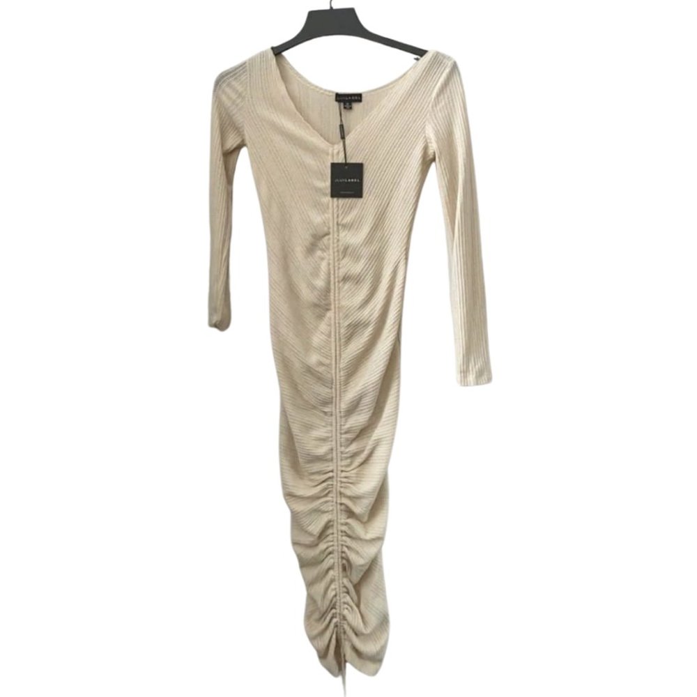 Beige Body-con Midi Dress
